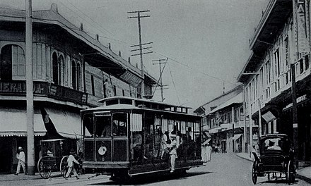An American trolley in a Manila street, 1905