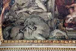 Pietro da cortona, Triomf van de Goddelijke Voorzienigheid, 1632-39, Matigheid van Scipio en een eenhoorn 06.JPG