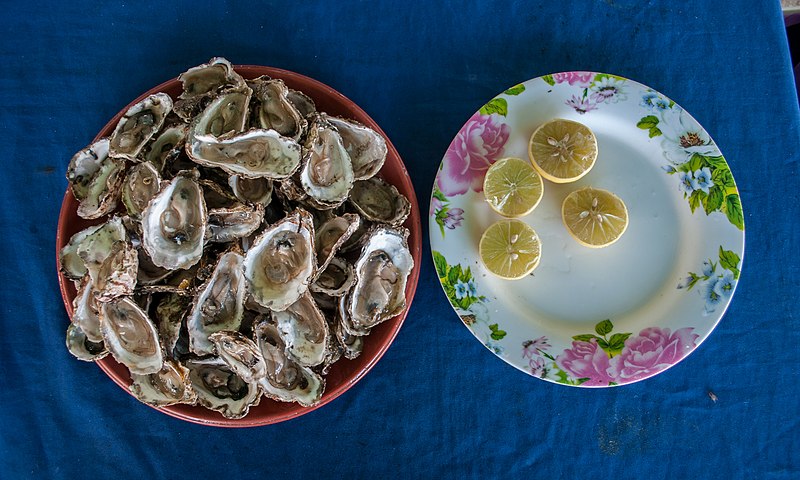 File:Plate of oysters with lemon.jpg