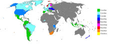 Land hvor Carolina (grønt) er mye brukt