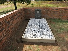 Farm "Paardefontein" R547, near Val, Mpumalanga. "Here lies a British Soldier This is believed to be the grave of Private Angust Jenkins of Strathcona's Horse who was killed in action near this place on Canada Day, 1 July 1900 during the Anglo-Boer War"(Monument sponsored by David Scholtz, member of the Military History Society) Private Jenkins prevously "unknown British Soldier" Monument sponsored by David Scholtz.jpg