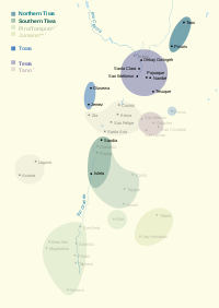 Historical distribution of Pueblo Tanoan languages