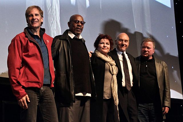 The actors who played the Captains on the first five Star Trek series, together in London at Destination Star Trek