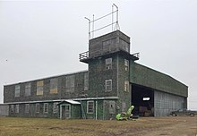 A well preserved relief field hangar. Site of RCAF Chater. (2019)