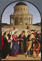 The Wedding of the Virgin, Raphael's most sophisticated altarpiece of this period (Pinacoteca di Brera)
