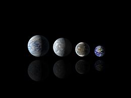 Relative sizes of all of the habitable-zone planets discovered to date alongside Earth.jpg