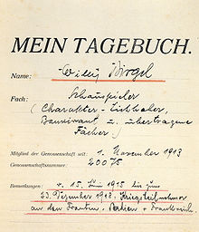Titelblatt von Birgels Rollentagebuch mit Eintragungen aus seiner Aachener und Mannheimer Zeit (1919–1929)