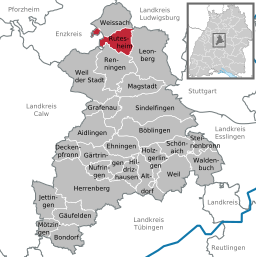 Läget för Rutesheim i Landkreis Böblingen