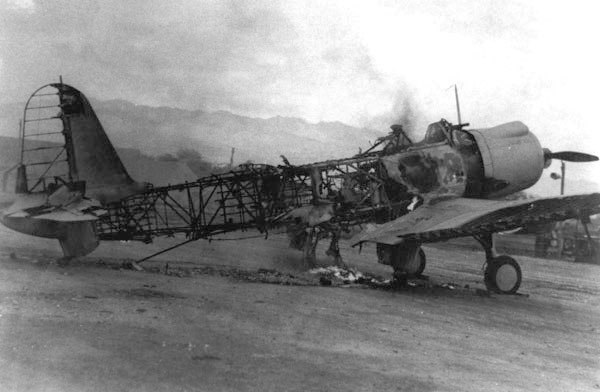 SB2U destroyed at Pearl Harbor