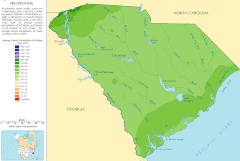 Image 8A map of the average annual precipitation in South Carolina (from South Carolina)
