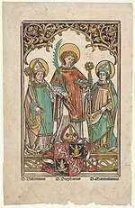 Миниатюра для Файл:Saints Valentine, Stephen, and Maximilian, the Patron Saints of Passau MET DP834029.jpg