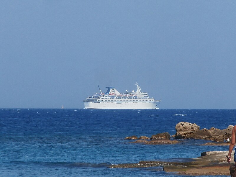 File:Salamis Filoxenia underway from Symi to Limassol near Rhodes 6 September 2018.jpg