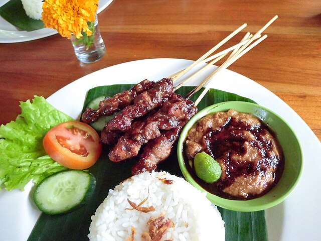 Satays are commonly served with peanut sauce, therefore it is often called "satay sauce".