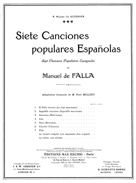 File:Siete canciones populares españolas - page de titre (Eschig 1922).png