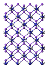 Ball and stick, unit cell model of sodium amide