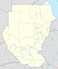 Mapa konturowa Sudanu, blisko centrum na prawo u góry znajduje się punkt z opisem „Chartum”