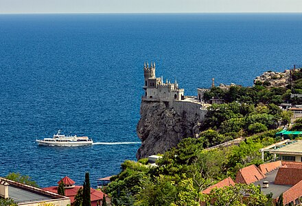 The Swallow's Nest, an early 20th century neo-Gothic folly near Yalta, Crimea