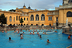 A thermal spa (Szechenyi thermal bath) in Budapest, Hungary Szechenyi Gyogyfurdo thermal spa in Budapest 008.JPG