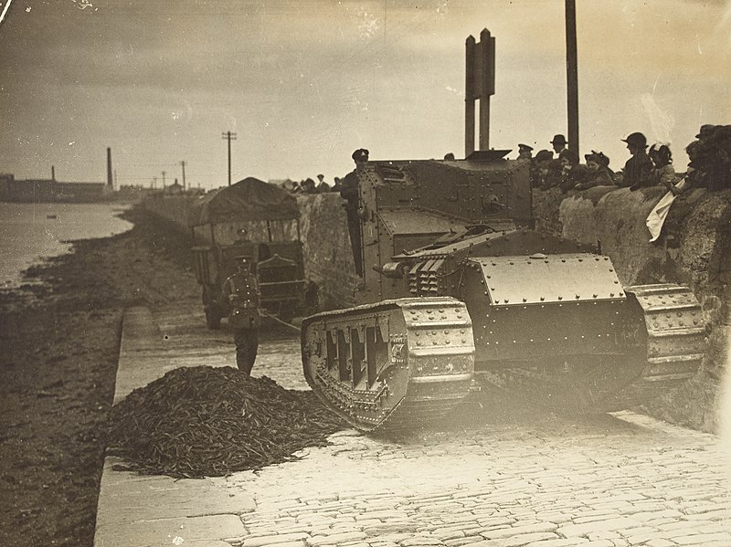 File:Tank pulling three ton Military truck from the banks of the Liffey (27344726455).jpg