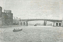 Woodcut of the original bridge, Barberis (1898) Taranto ponte chiuso.jpg