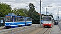 Alkuperäinen Tatra KT4SU 104 ja KT6TM 98 linjalla 2 Suur-Paalan päätepysäkillä.