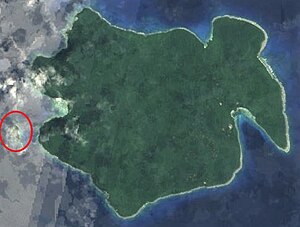 Satellitenbild von Tegua; Ngwel links im Bild (rot eingekreist)