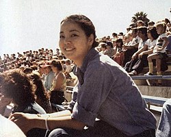 Teng watching a football game in United States