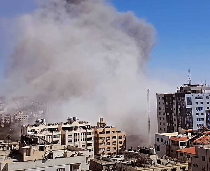 File:The Israeli Air Force bombed the press offices in Gaza 2021 (cropped).jpg