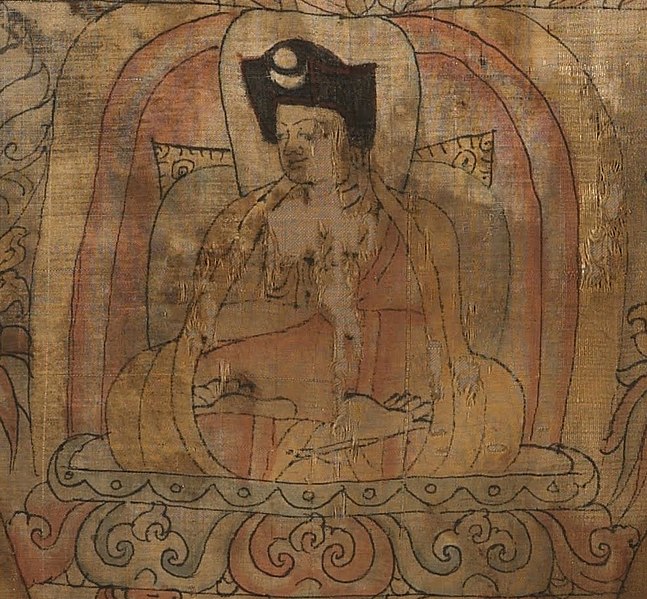 File:Third Karmapa, Rangjung Dorje (1284-1339) together with a portrait detail from, The footprints of the Third Karmapa, Rangjung Dorje (1284-1339) together with a portrait and the eight auspicious symbols (cropped).jpg