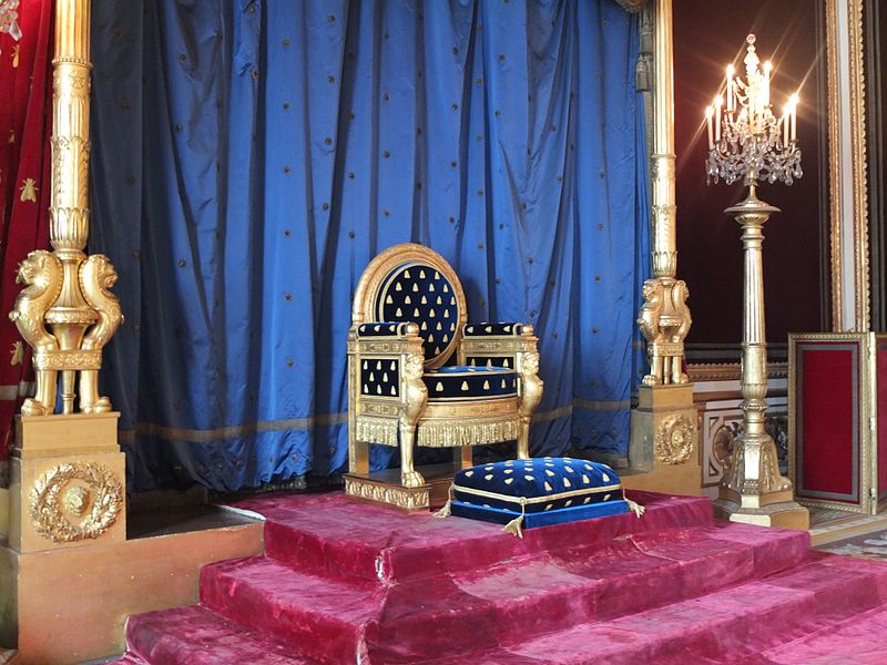 KREA - the imperial throne room in the palace of fontainebleau of god  emperor napoleon bonaparte, napoleon on the throne, dieselpunk, french  baroque, rococo, napoleonic, science fiction, steampunk, sharp, concept art  watercolor