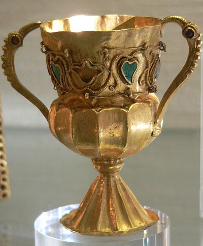 A gold chalice from the Treasure of Gourdon.