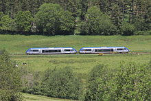 Autorail X 73500 serving the connection between Limoges and Clermont-Ferrand.