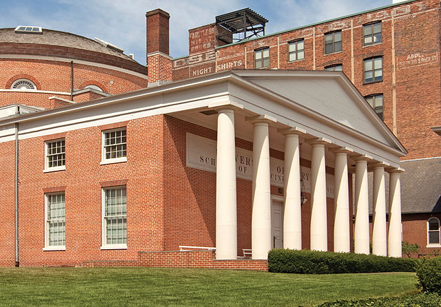 University of Maryland, Baltimore's historic Davidge Hall (1812) of the University of Maryland School of Medicine, at the northeast corner of South Gr