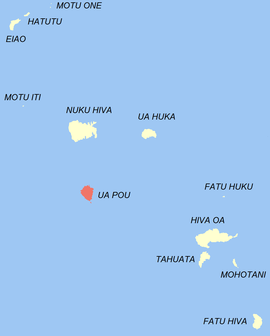 Lokasi komune (merah) dalam Marquesas Islands