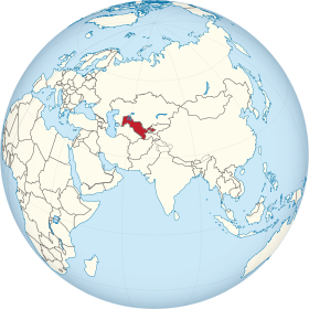 Location of  ازبکستان  (red)in the region Central Asia  (light yellow)