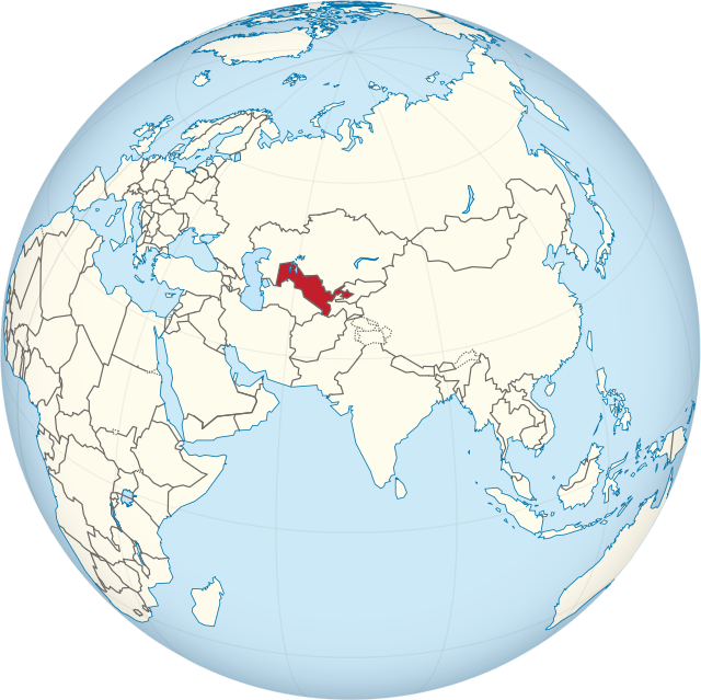 Geografisk plassering av Usbekistan