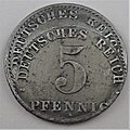 Fehlprägung (Numismatik), Doppelschlag auf 5 Pfennig aus Eisen