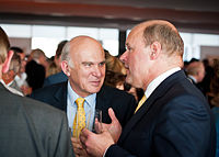 Cable with former banker and CEO Stephen Hester in 2013 Vince Cable & Stephen Hester.jpg