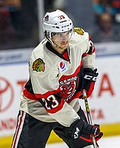 Hinostroza with the Rockford IceHogs in 2015 Vinnie Hinostroza.jpg
