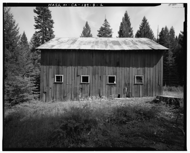 File:WEST SIDE. - Butt Valley Dam, Gate Tender's Barn, Butt Valley Reservoir Road, Caribou, Plumas County, CA HAER CAL,32-CARBU.V,1B-2.tif