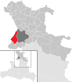 Poloha obce Wals-Siezenheim  v okrese Salzburg-okolie (klikacia mapa)