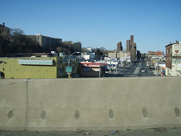 Webster Avenue in Tremont, as seen from Cross Bronx Expressway