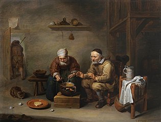 Old couple in a rustic interior