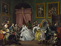 Mariage à la Mode by Hogarth, servants stand alongside their masters