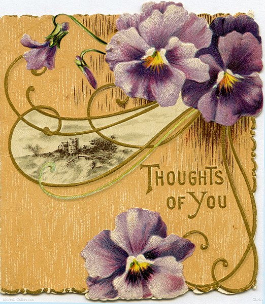 File:"Thoughts of you" - Christmas and New Year card. Nellie Murrell Collection, Australia c. 1900s.jpg