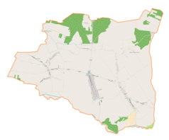 Mapa konturowa gminy Łubnice, po prawej nieco na dole znajduje się punkt z opisem „Dzietrzkowice”