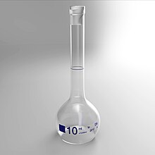 A 10 ml volumetric flask (without glass stopper, 3D model). 10mL Messkolben mit Schliff A.jpg