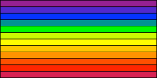 Rainbow flag Any multicolored flag consisting of the colors of the rainbow