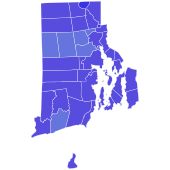 1980 Rhode Island gubernur hasil pemilihan peta oleh kotamadya.svg