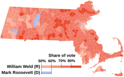 1994 Massachusetts gubernatorial election results map by municipality.svg